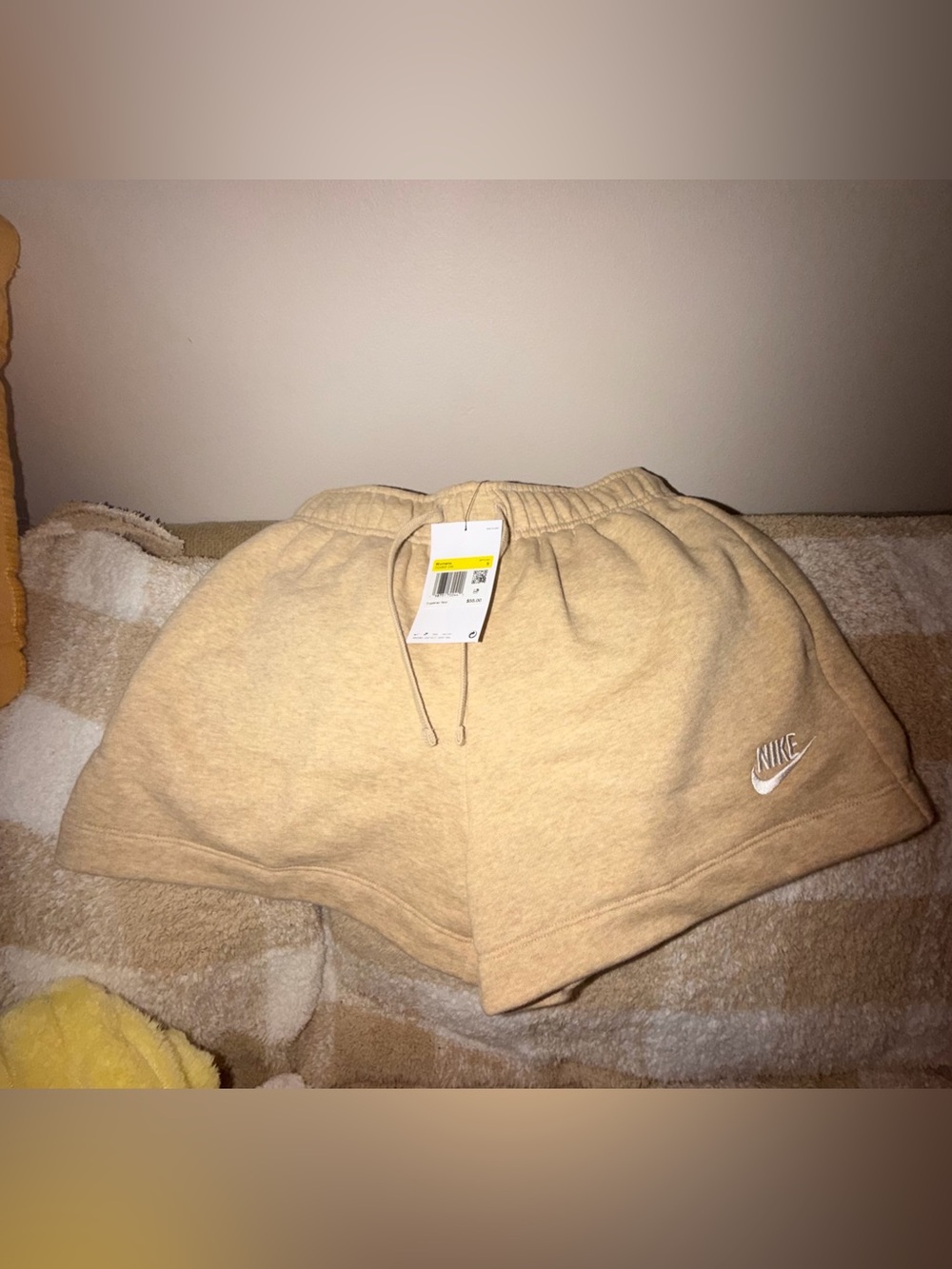 Nike Woman’s Beige/Tan Fleece Shorts with Logo